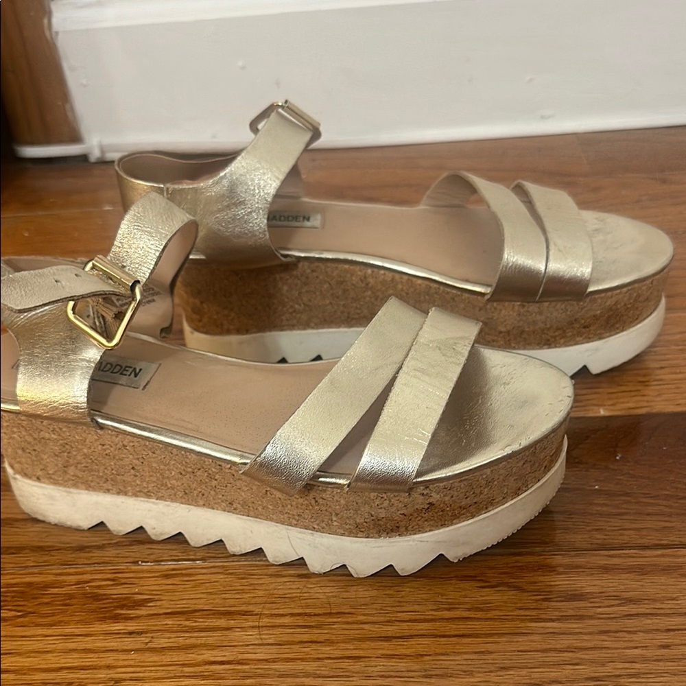 Steve Madden Gold Platform Sandals